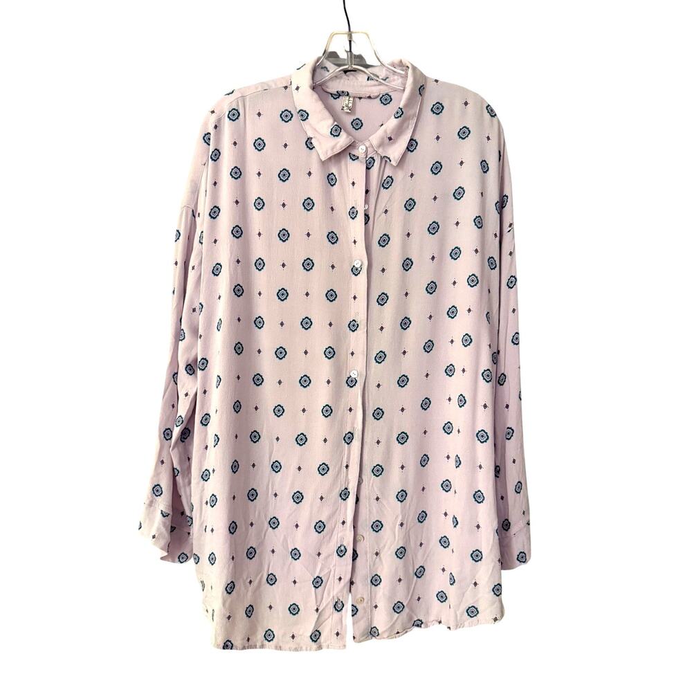 Intimately Free People "Purple Crystal" LS Oversized Button Down Shirt, Size M